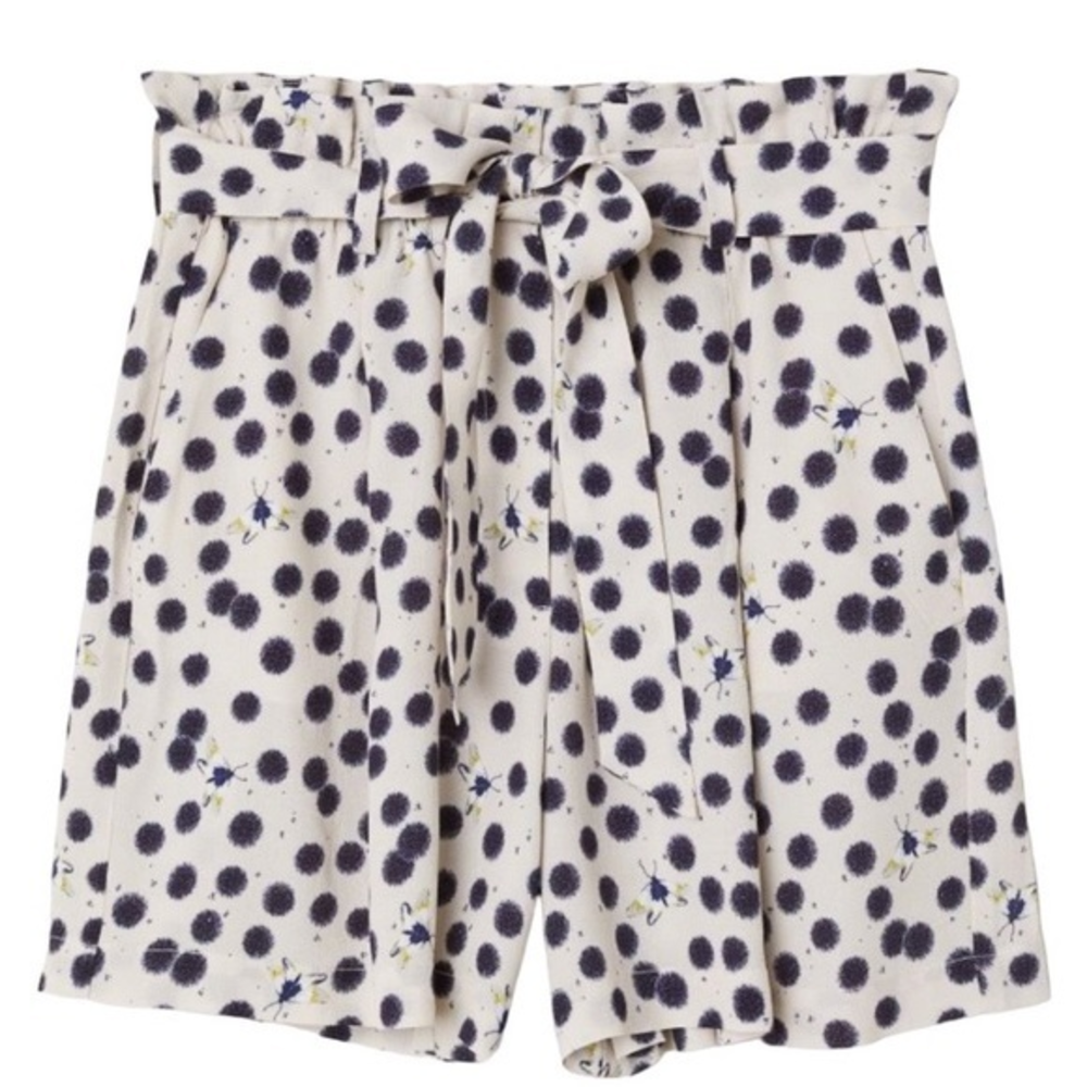 H&M x Susan Glover Collab High Paper Bag Waist Polka‎ Dot Firefly Shorts Size 6